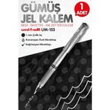 Tuğset Etiket Uni-Ball Um-153 Signo Broad Roller Kalem GÜMÜŞ1.0 mm Davetiye Kalemi /Gümüş Yazan Davetiye Anı Defteri Kalemi / İmza Kal