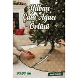 Tuğset Etiket Yılbaşı Çam Ağacı Altı Ayak Örtüsü Overlok Kenarlı Jüt,90 Cm-T1515