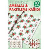 Tuğset EtiketYılbaşı Kokina Temalı Hediye Paketi Yeni Yıl Paketleme Kağıdı 50x70cm10 Adet-T1041