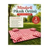 TuHome Kırmızı Potikare Piknik Seti 4 Kişilik Minderli Piknik Ortüsü 160x160 Minderleri 40x40