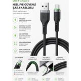 Tuji Premium Usb-A To Type-C Hızlı Şarj ve Data Kablosu – LED Göstergeli, 31.000+ Bükülme Dayanımlı Örgülü Şarj Kablosu