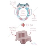Tuka Home Çocuk Bebek Klozet Adaptörü Süngerli Yumuşak Tavşan Desenli ve Katlı Basamak Set Eğitici