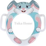 Tuka Home Tavşan Desenli PVC Klozet Adaptörü Yumuşak Kulp Destekli 1-6 Yaş Pembe Ergonomik Tasarım