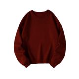 TÜKATO Bordo Renk Basic Oversize Bisiklet Yaka Unisex Sweatshirt BORDO L