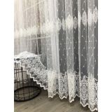 Tül Perde Çerçeve Desen Brillant Marka Sedef Sim Brode Işleme Ekru