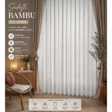 Tül Shop Ütü Istemez Sedefli Lüx Bambu Model Tül Perde 1/2 Seyrek Pileli Modern-Şık Özel Ölçü - Ekru - 570 x 260 cm