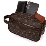 Tuldar Erkek Kahverengi Deri Portföy Clutch Traş Kozmetik Bakım Ve Günlük El Çantası (14X24CM) tul374 - 02S-Kahverengi