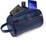 Tuldar Erkek Lacivert Deri Portföy Clutch Traş Kozmetik Bakım Ve Günlük El Çantası (14X24CM) tul374 - 166-Lacivert