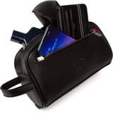 Tuldar Erkek Siyah Deri Portföy Clutch Traş Kozmetik Bakım Ve Günlük El Çantası (14X24CM) tul374 - 000-Siyah