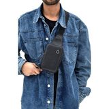 Tuldar Erkek Siyah Hakiki Deri Telefon Cüzdan Bölmeli Usb Kulaklık Çıkışlı Çapraz Göğüs Ve Omuz Çantası tul010