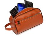 Tuldar Erkek Taba Deri Portföy Clutch Traş Kozmetik Bakım Ve Günlük El Çantası (14X24CM) tul374 - 88-Taba