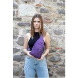 tuldar Kadın Mor Krinkıl Kumaş Bodybag Çapraz Göğüs Ve Omuz Çantası