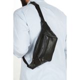 Tuldar Unisex Siyah Deri Fermuarlı Ayarlanabilir Askı Crossbody Omuz Göğüs Ve Bel Çantası tul548 - 000-Siyah