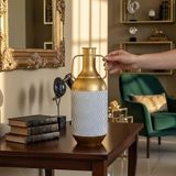 Tulipa Modern Altın Metal Amfora Vazo Dekoratif Salon Ofis Aksesuarı 45 cm Lüks Tasarım Obje Hediye