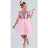 Tüllü Kız Çocuk Kpl Elbise MNK0526 - 10 Yaş - Koyu Pembe