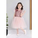 Tüllü Kız Çocuk Kpl Elbise MNK0526 - 10 Yaş - Pembe