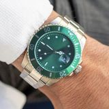 Tulpar Erkek Gümüş Metal Kordon Kol Saati Pilli (Quartz) Suya Dayanıklı Çelik Kasa - Gümüş - Yeşil