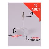 Tulparmekanik 10'lu Metal Not Tutucu Metal Kıskançlı Notluk Mermer Desenli Masaüstü Not Tutacağı