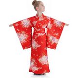 Tülü Akkoç Japon Kız Çocuk Kimono Kostümü - Kırmızı - 3 - 4 Yaş