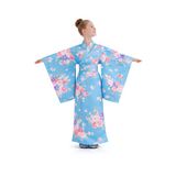 Tülü Akkoç Mavi Japon Kız Çocuk Kimono Kostümü