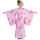 Tülü Akkoç Pembe Japon Kız Çocuk Kimono Kostümü - Pembe - 7 - 8 Yaş