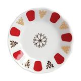 Tulu Porselen Acem Çay Tabağı 11 Cm-Kırmızı Çizgili 6'lı