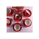 Tulü Porselen Reactive 36 Kırmızı 12 Parça 6 Kişilik 300 Ml Porselen Cappucino Latte Fincan Takımı