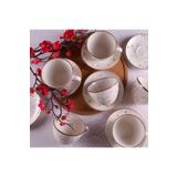 Tulü Porselen Reactive 46 Krem 12 Parça 6 Kişilik Cappuccino Latte Fincan Takımı - Luna 3 300 ml