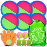 Tulyra Top Seti,Açık Hava Oyunları,Plaj Oyunları,Arka Bahçe Oyunları,Çim Oyunları,Kürek Topu ve Yakalama Oyunu,Çocuklar/Yetişkinler/Aile için Hediyeler (6 Kürek,4 Top/Yakalama Eldiveni/Taşıma Çantası)