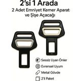 Tüm Araçlara Uyumlu Metal Emniyet Kemeri Aparatı (2 Adet) - Siyah
