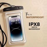 Tüm Cihazlar ile Uyumlu Su Geçirmez Telefon Kılıfı Deniz Havuz Su Altı Çekim Waterproof Ip Askılı Şeffaf Kılıf Apple Samsung Xiaomi Huawei Honor - Universal - Siyah
