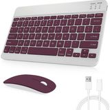 Tüm Cihazlara Uyumlu Kablosuz Bluetooth Klavye ve Mause Seti Tablet Telefon iPad Samsung Galaxy Honor Redmi Lenovo - Mürdüm