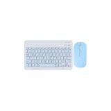 Tüm cihazlarla uyumlu kablosuz Bluetooth klavye ve mouse setimiz, sessiz, slim ve zarif tasarımıyla (Mavi)