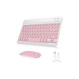 Tüm cihazlarla uyumlu kablosuz Bluetooth klavye ve mouse setimiz, sessiz, slim ve zarif tasarımıyla (Pembe)