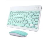 Tüm cihazlarla uyumlu kablosuz Bluetooth klavye ve mouse setimiz, sessiz, slim ve zarif tasarımıyla (Yeşil)