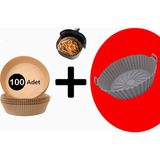 Tüm Fritöz Modelleriyle Uyumlu Aırfryer Pişirme Kağıdı-100 Adet + Silikon Pişirme Matı