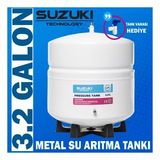 Tüm Su Arıtma Cihazlarına Uyumlu 12 Litre 3.2 Galon Metal Tank (Gri-Buz)
