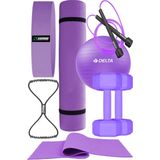 Tüm Vücut Fitnessı İçin İdeal Pilates Seti - Mindere, Dambıla Ve Daha Fazlasına Sahip Mor