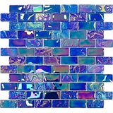 Tüm Yüzeyler Için 23X48MM. Blue Mix, 30X30 Fileli Kristal Cam Mozaik (11 File = 1 M2 Fiyatı.) - 23 x 48 mm - Mavi Lüsterli