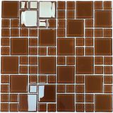 Tüm Yüzeyler Için Sütlü Kahve Mix. 30X30CM. Fileli Kristal Cam Mozaik ( 1 M2 Fiyatıdır ) - 30 x 30 cm