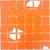 Tüm Yüzeylere Uygulanabilir 5X5CM. Bal Kabağı Turuncusu, 31,5X31,5CM. Fileli Cam Mozaik. - Mozaik ölçüsü: 5x5cm. - File Karo ölçüsü: 31,5x31,5cm.