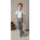 Tuma Collection Erkek Çocuk Gömlek Pantolon Takım Papyonlu Askılı Şık Düğün Bayram Kombini (1 Beden Buyuk Tercıh Edın) 4-5-6-7 Yaş - Yeşil - 5 Yaş