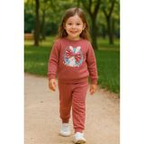 Tuma Collection Kız Çocuk Kışlık Eşofman Takımı Sweatshirt Alt Pamuklu Üç Iplik Şardonlu 1-2-3-4 Yaş - Gül Kurusu - 1 Yaş