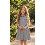 Tuma Collection Kız Çocuk Yazlık Çizgili Elbise %100 Pamuklu Kolsuz Kuşaklı Günlük Şık Kombin 5-6-7-8 Yaş - 6 - 7 Yaş - Siyah
