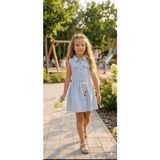 Tuma Collection Kız Çocuk Yazlık Çizgili Elbise %100 Pamuklu Kolsuz Kuşaklı Günlük Şık Kombin 5-6-7-8 Yaş - 7 - 8 Yaş - Mavi
