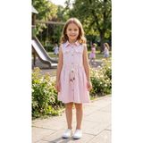Tuma Collection Kız Çocuk Yazlık Çizgili Elbise %100 Pamuklu Kolsuz Kuşaklı Günlük Şık Kombin 5-6-7-8 Yaş - 8 - 9 Yaş - Pembe
