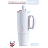 Tumbler 1200 ML Tek Kapak Çift Kullanım Pipetli Rahat İçim Kulplu Paslanmaz Çelik TermosFFVGN1114-1200ML Mavi