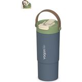 Tumbler Mug 660 ML Tek Kapak Çift Kullanım Pipetli Rahat İçim Kulplu Paslanmaz Çelik Termos 1102-660ML Lacivert
