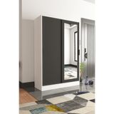 TUMBLERA Aura Grey White Aynalı Sürgü Kapaklı Portmanto & Vestiyer Ayakkablık Dolabı 9 Raflı 6 Askılı