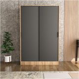 Tumblera Berceste Antrasit Atlantik Çam 2 Sürgü Kapaklı 8 Bölmeli Dolap Gardırop 120x48 cm